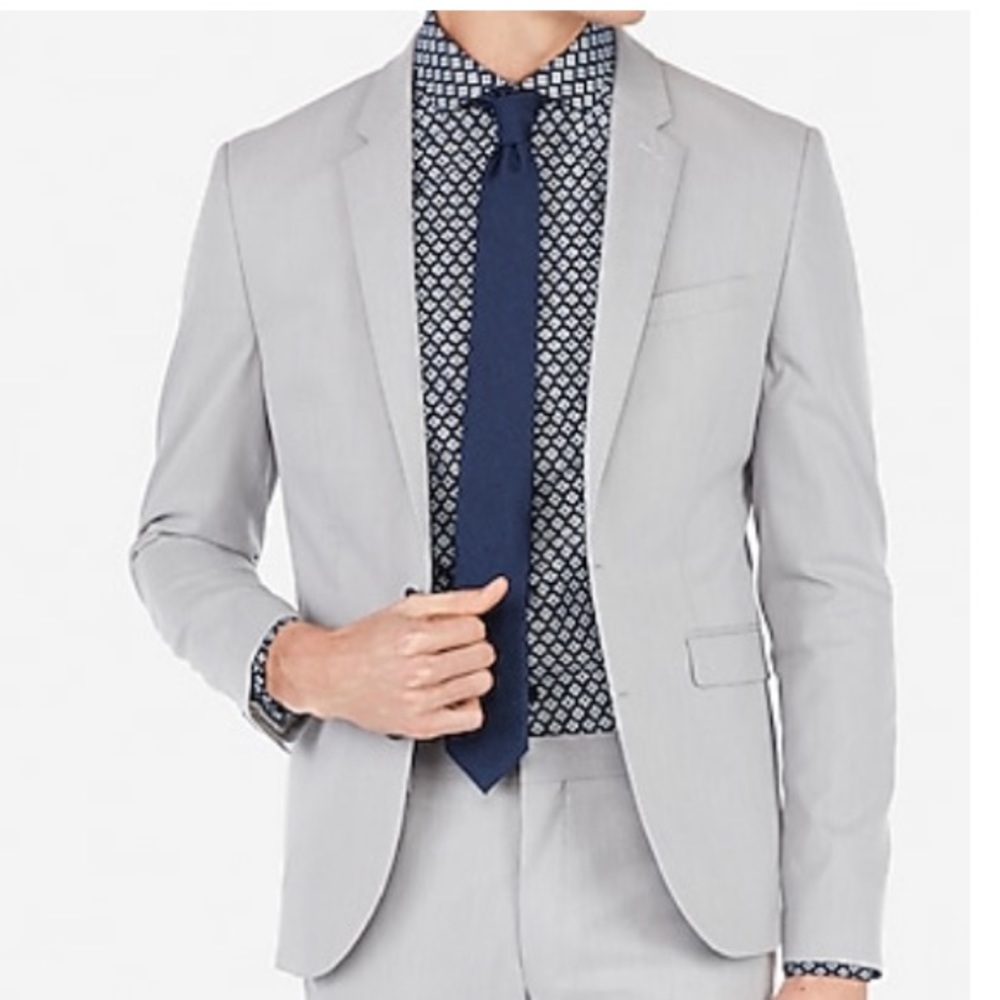 Express Extra Slim Gray Stripe Stretch Suit Jacket